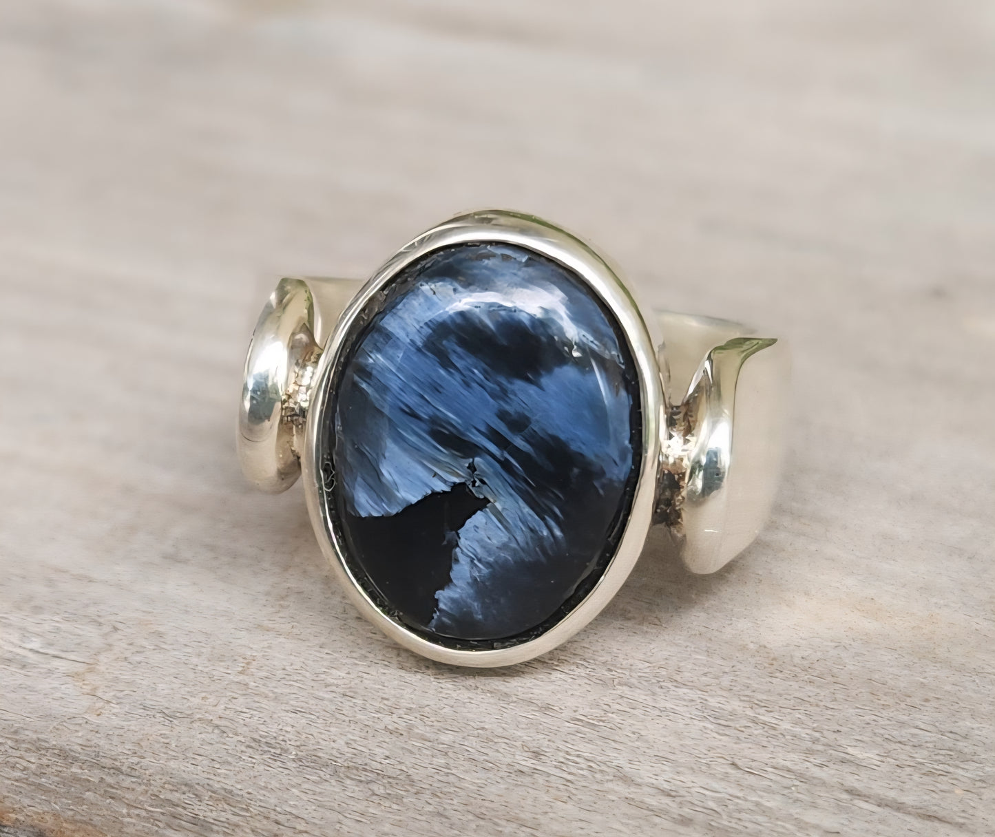 Pietersite ring,925 sterling silver,blue grey stone,mens ring,wedding dress ring, gemstone ring,unisex