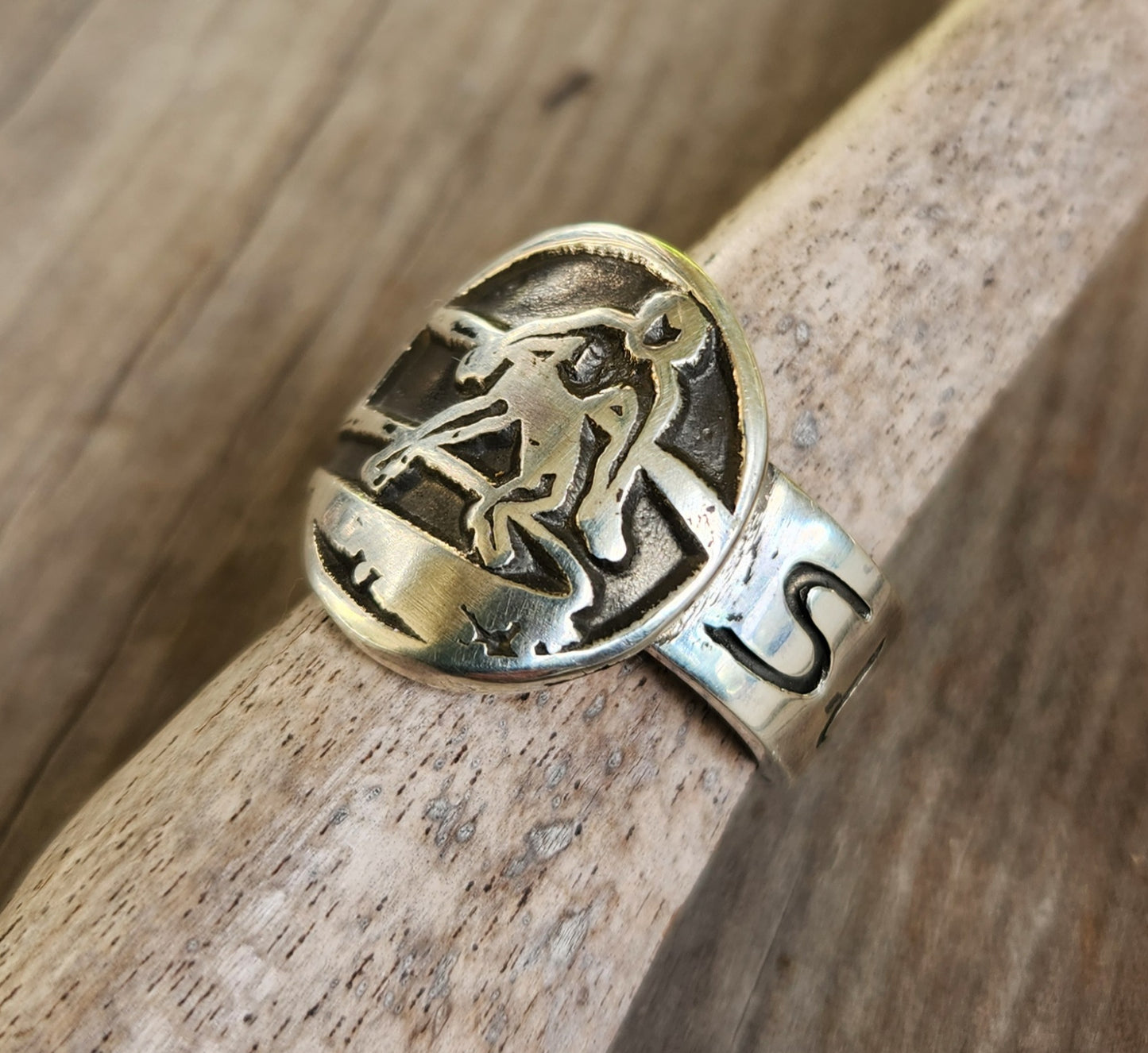 Surfer ring,925 sterling silver surf board rider,chunky large mens ring