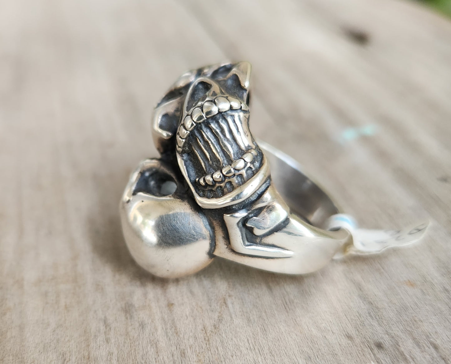 Large Skull ring,925 sterling silver,chunky double skull   steampunk,gothic,Keith Richard's skull, punk,biker,hand made,pirate,medievil,mens fashion,
