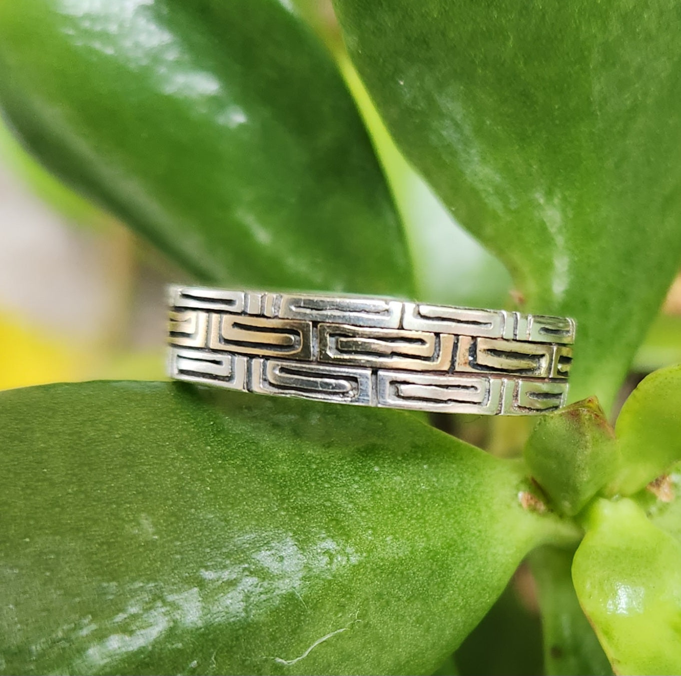 Two tone band,tribal Aztec ring,9k gold and sterling silver,rustic wedding,boho,gypsy,handmade,goddess,designer ring