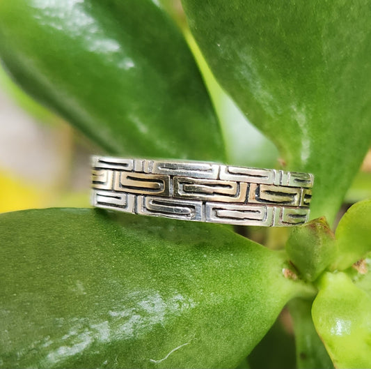 Two tone band,tribal Aztec ring,9k gold and sterling silver,rustic wedding,boho,gypsy,handmade,goddess,designer ring