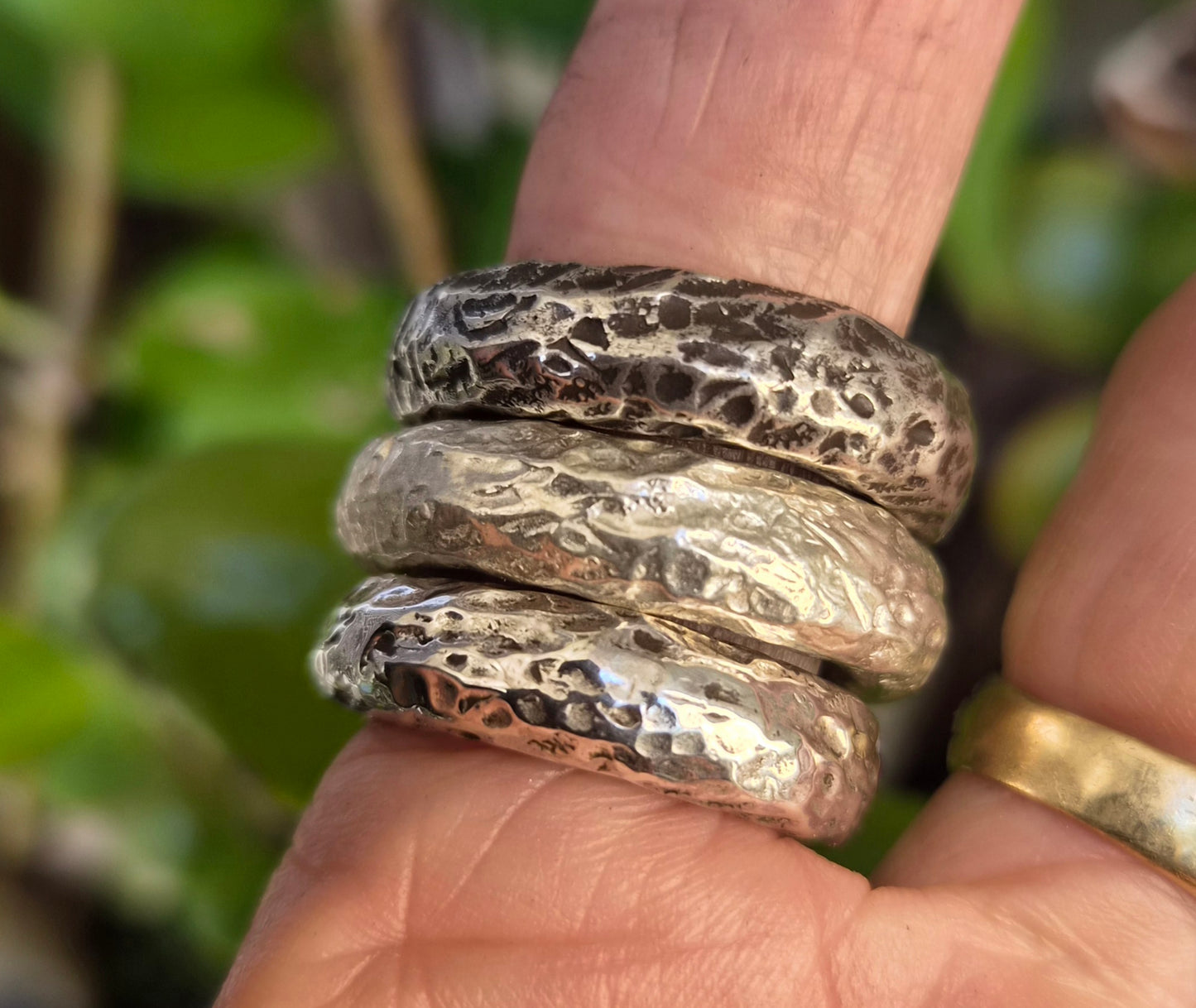Beaten silver band,925 sterling silver,solid hammered silver halo ring,unisex