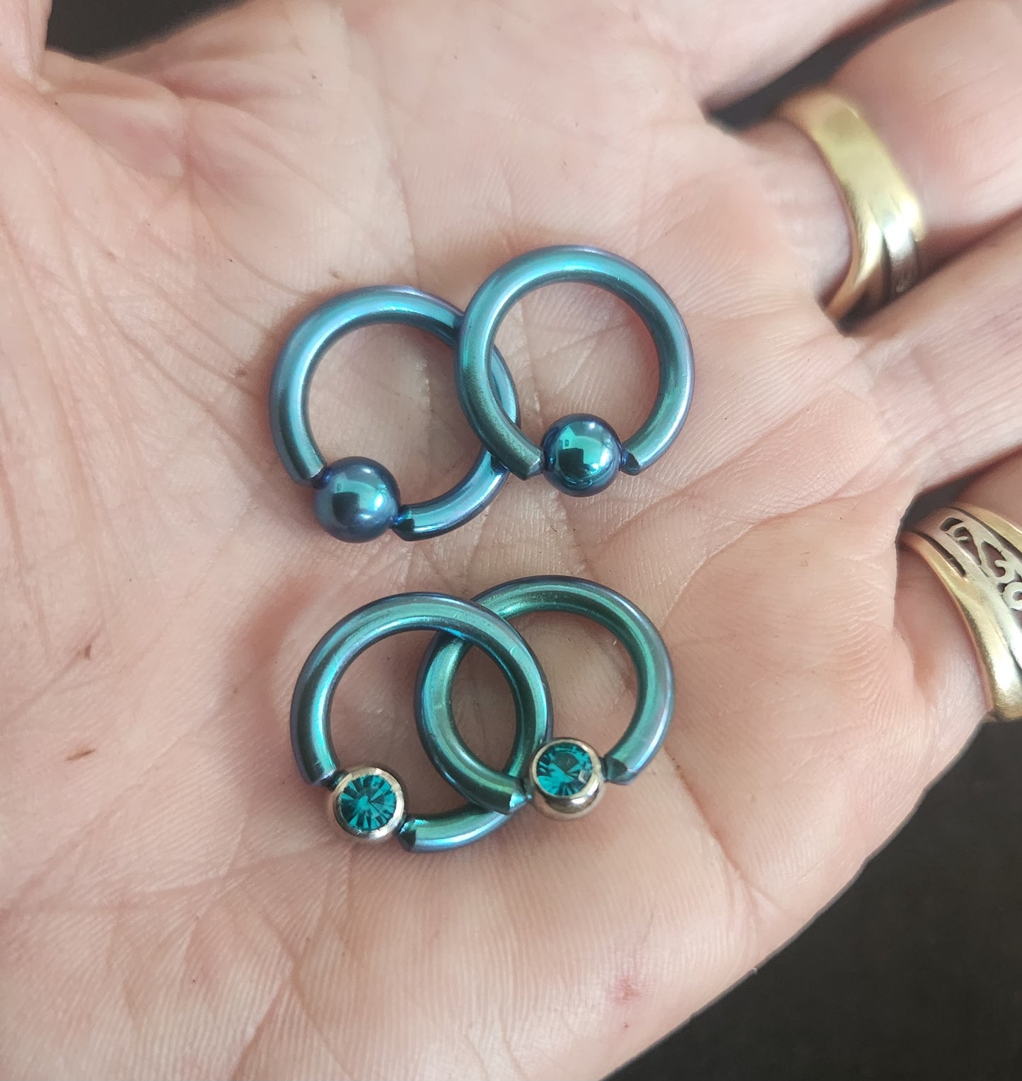 Titanium ring and ball bcr,captive bead ring,2 x 12 gauge earrings,nipple,belly ring,genital