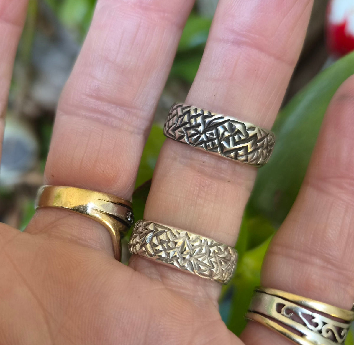 7mm Pattern silver ring,925 Sterling silver, stacker