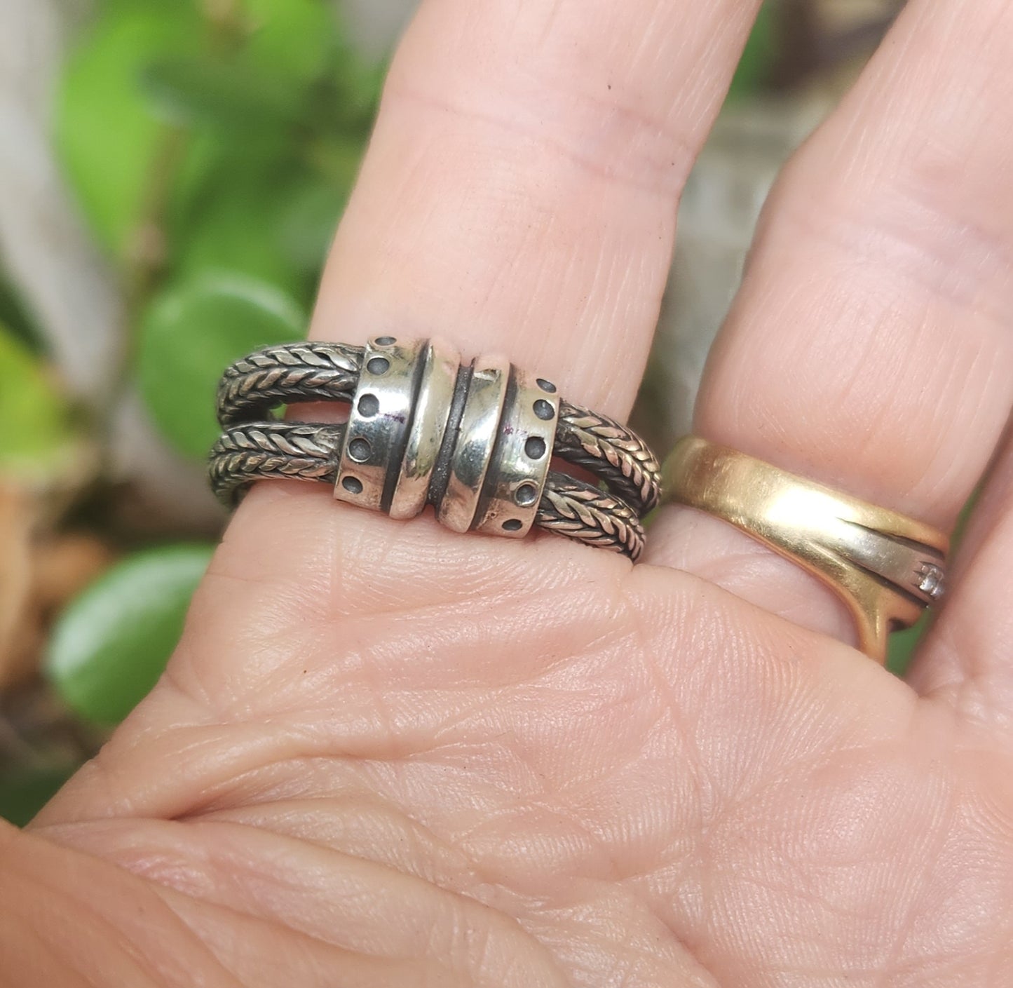 chain ring,925 sterling silver,Foxtail  handmade,rustic,steampunk,industrial,wedding ring,dress ring,