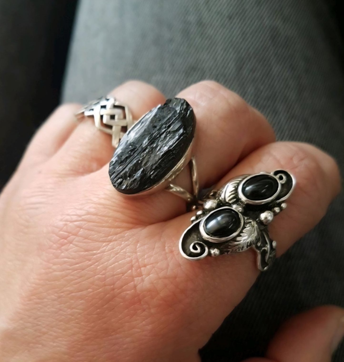 Garnet ring,leaf ring, sterling silver, flower,rockabilly,long ring,boho,gypsy,tribal