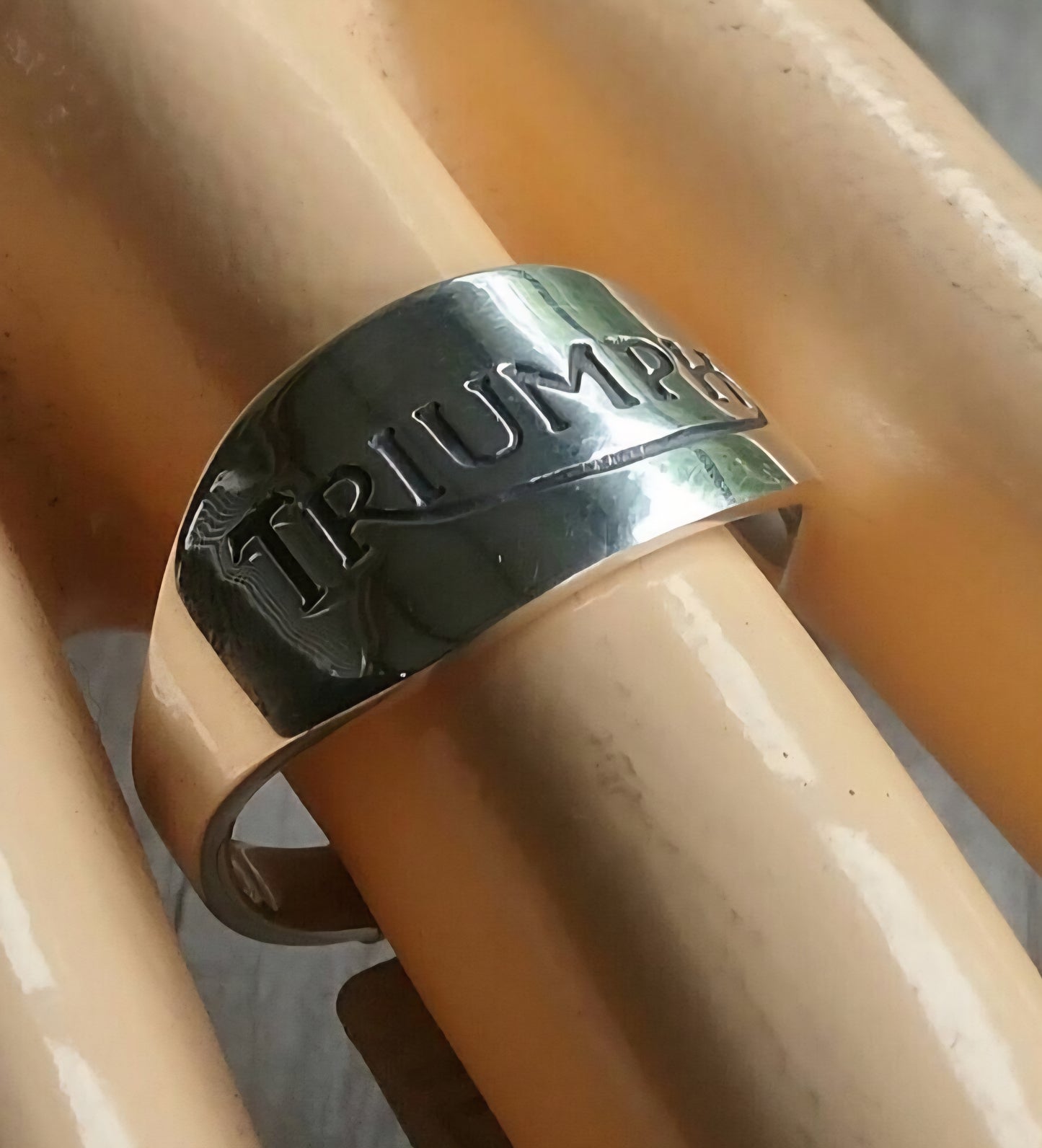 Triumph band,925 sterling silver,motorcycle, biker wedding ring,unisex silver band