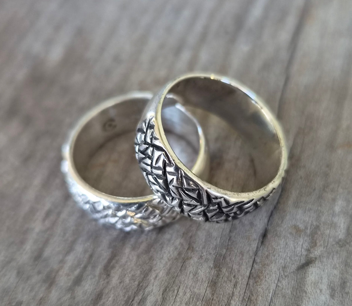 7mm Pattern silver ring,925 Sterling silver, stacker