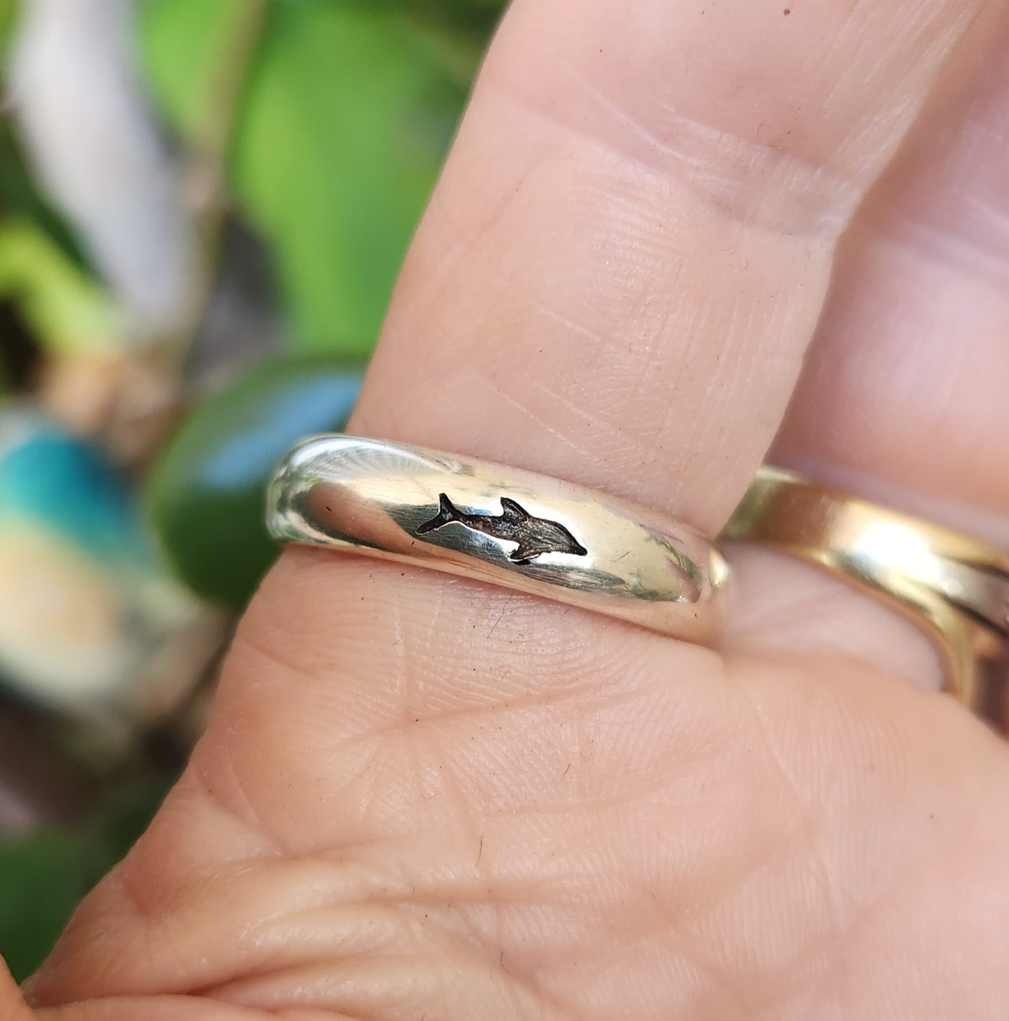 dolphin ring,925 sterling silver,6mm band silver,porpous