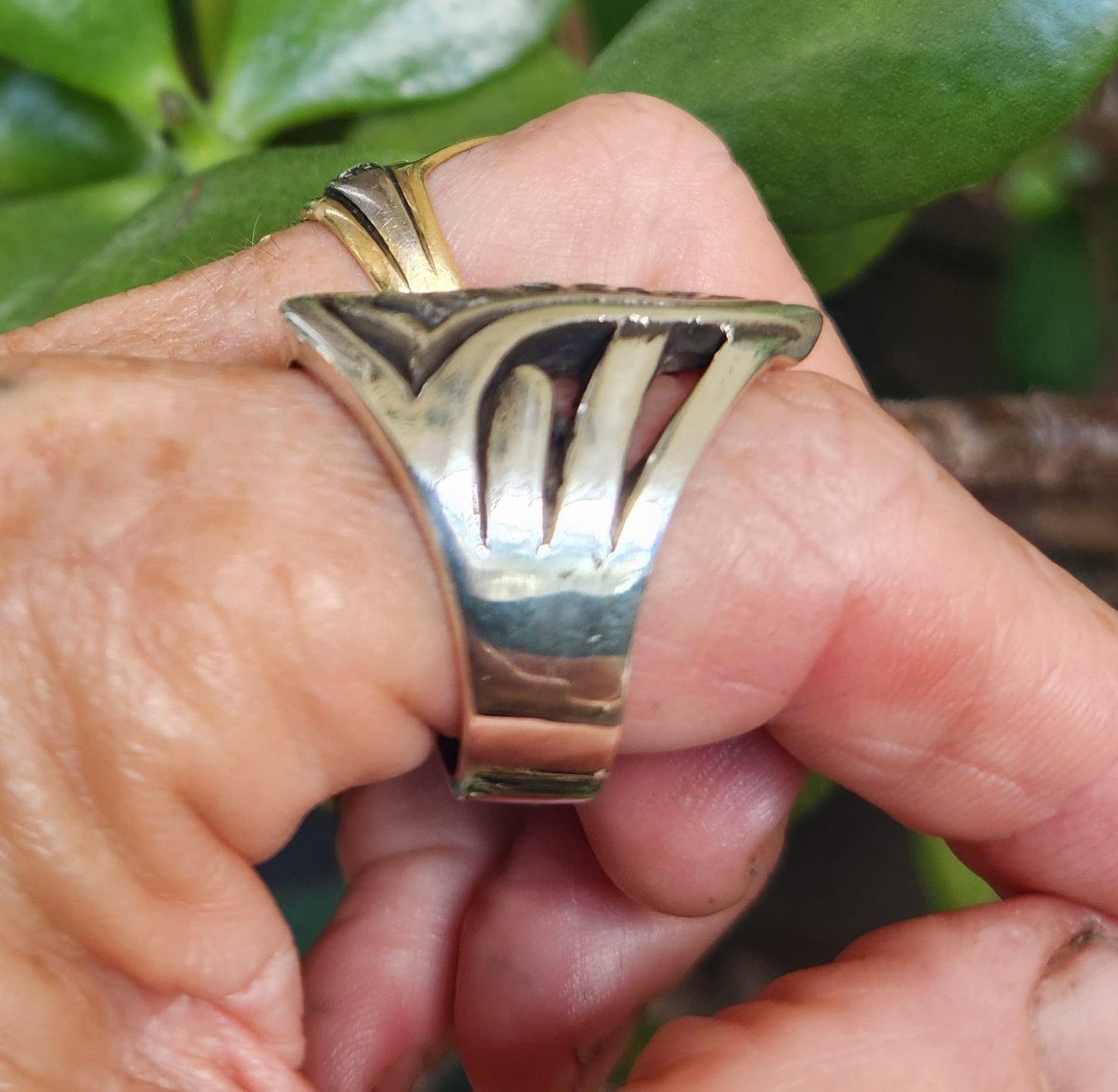 Large Tribal ring,sterling silver,maori,steampunk,chunky silver,handmade,hipster,Geiger,viking,polynesian,Hawaiian,long  ring,boho,koru