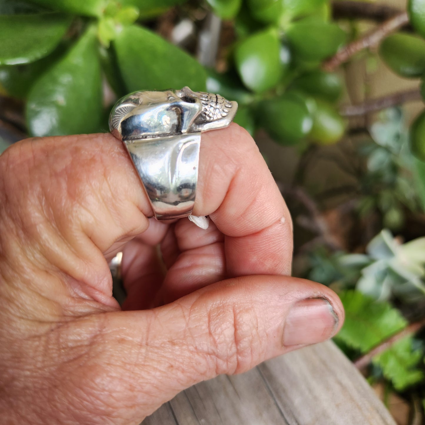 Long silver skull ring,  925 sterling silver,heavy plain ladies skull ring, steampunk,pirate,gothic punk pirate