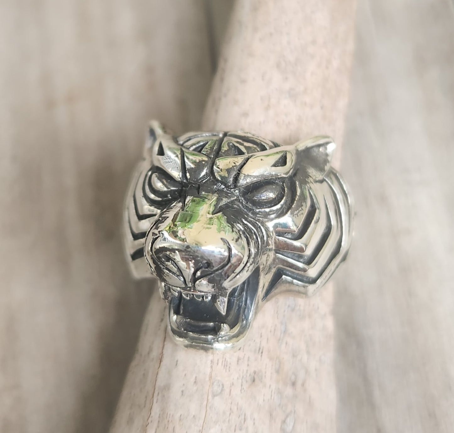 tiger ring,925 sterling silver,Large tiger,rockabilly,chunky ring,