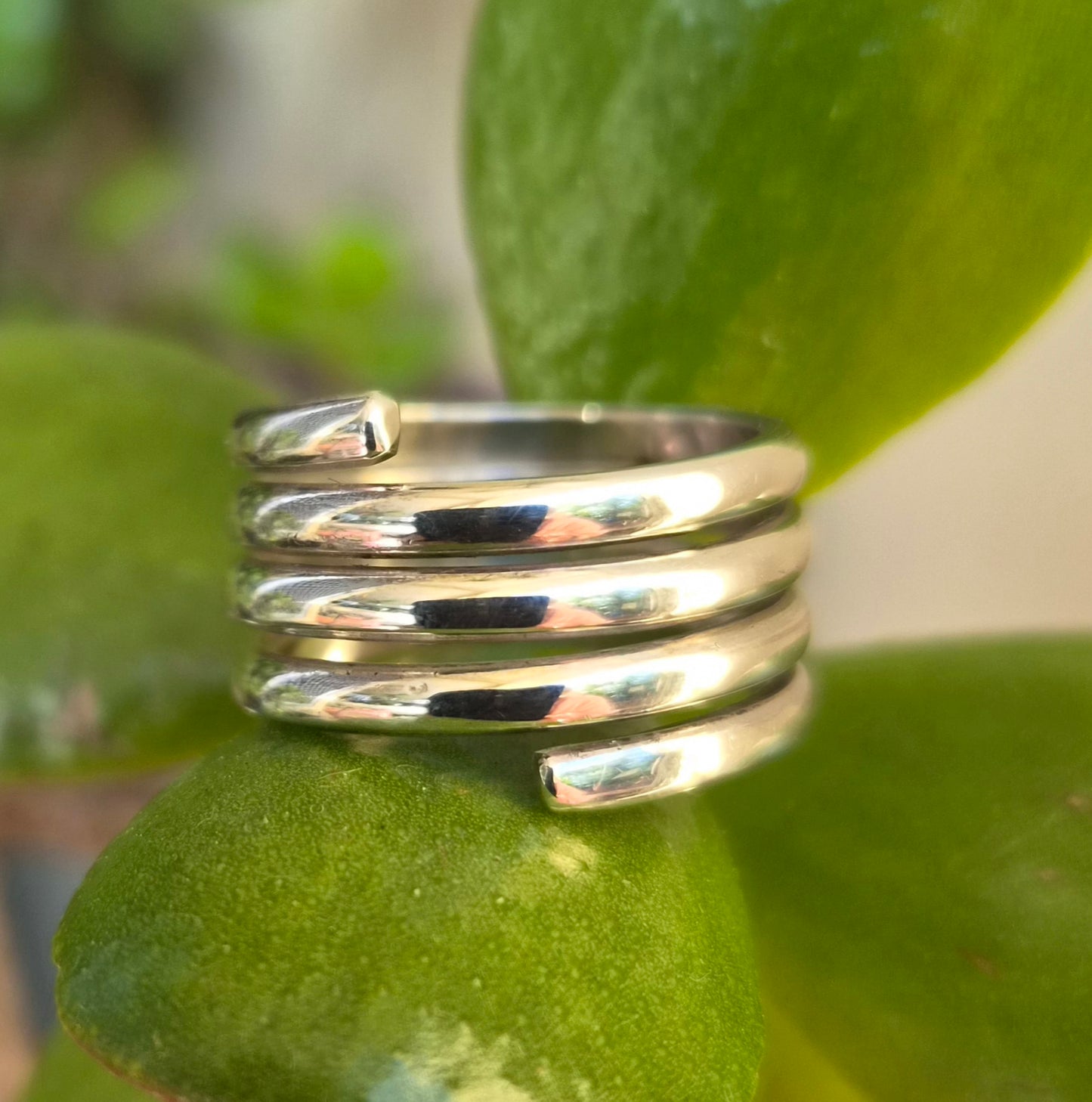 Coil spiral ring,sterling silver, wide adjustable band,wrap around,modern, (Copy)