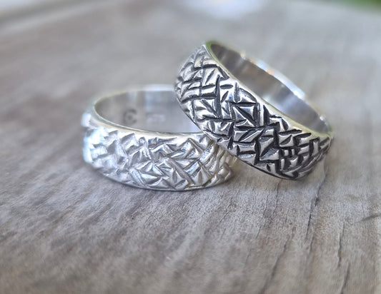 7mm Pattern silver ring,925 Sterling silver, stacker