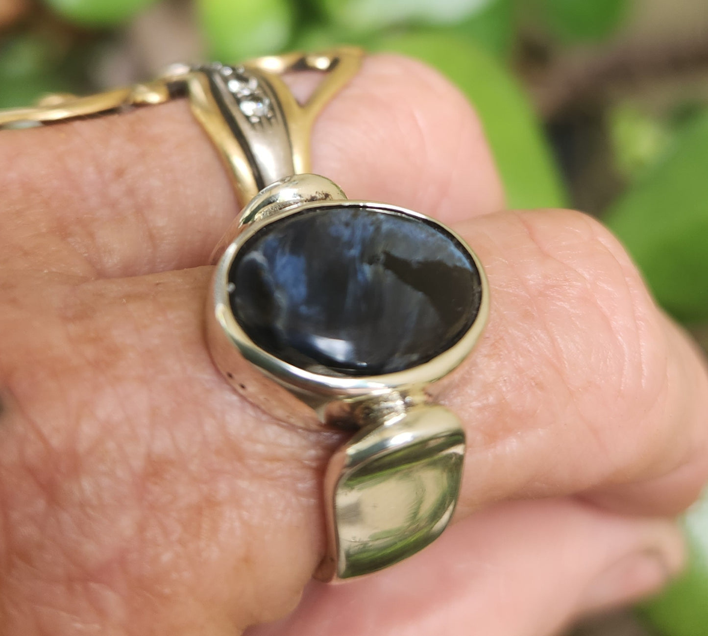 Pietersite ring,925 sterling silver,blue grey stone,mens ring,wedding dress ring, gemstone ring,unisex