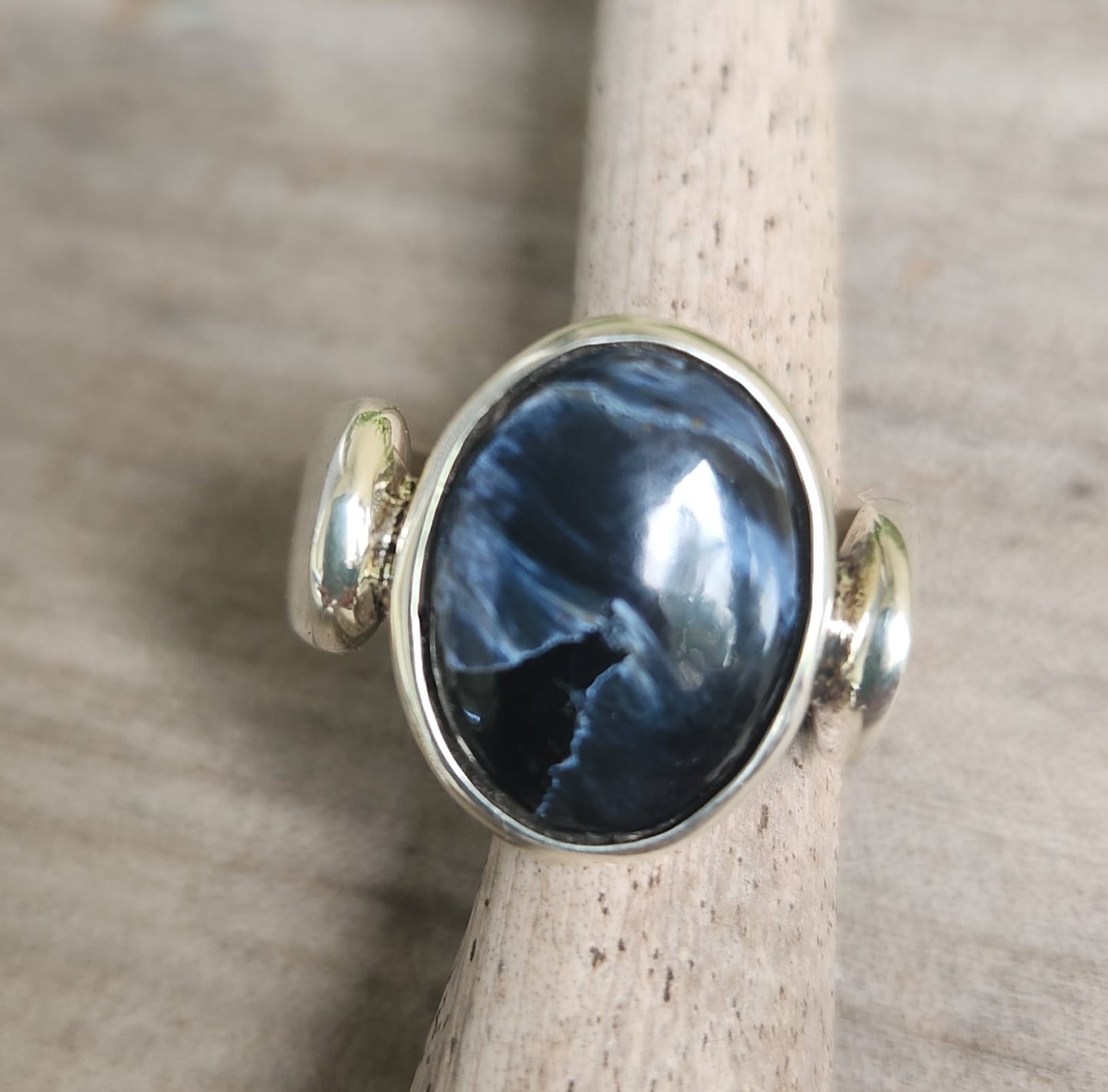 Pietersite ring,925 sterling silver,blue grey stone,mens ring,wedding dress ring, gemstone ring,unisex