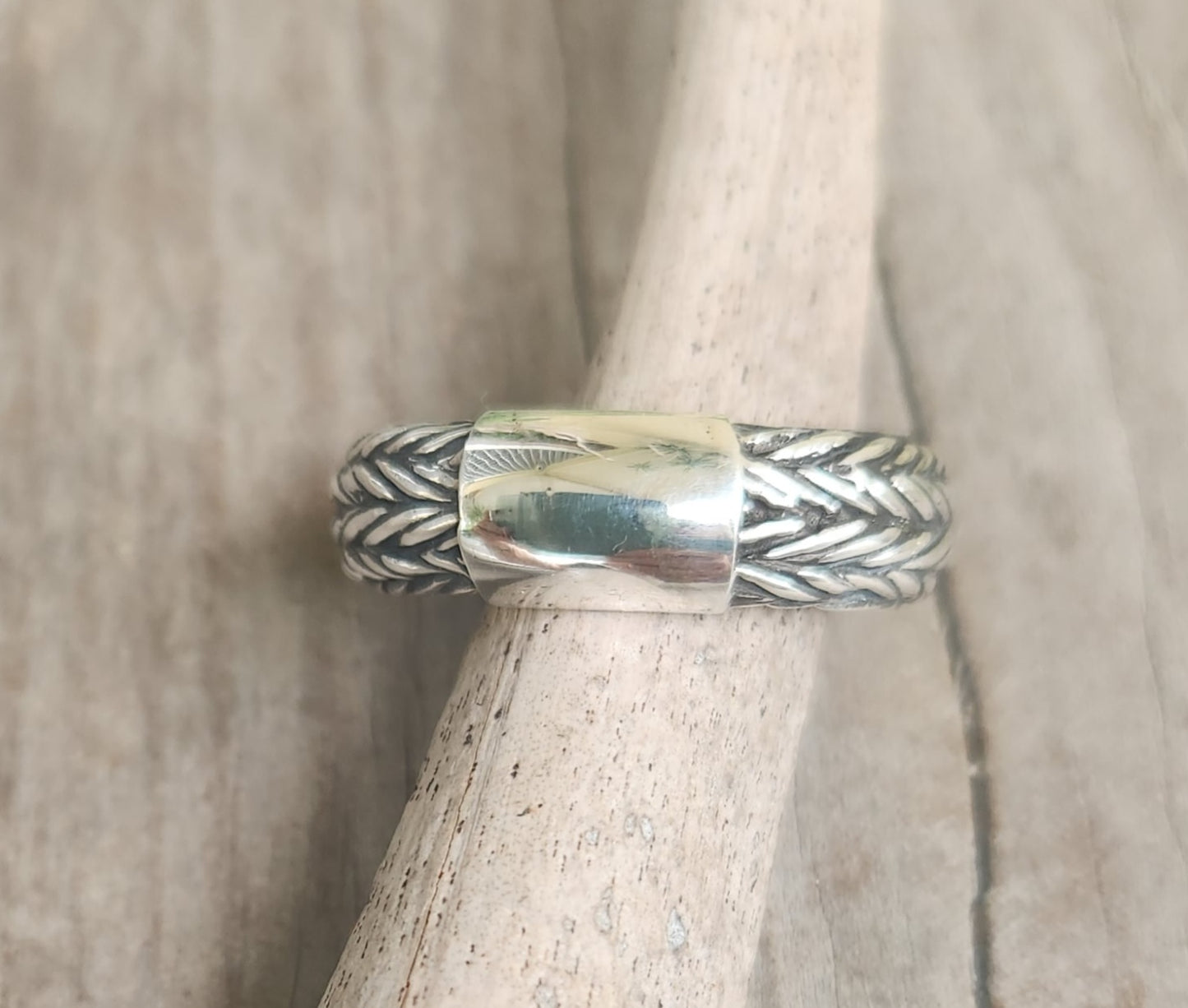 Thick silver ring,925 sterling silver,rounded signet band,rustic,steampunk,industrial Modern,chain,rope   signet, rustic wedding ring