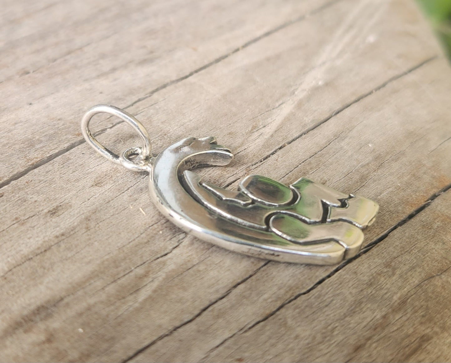 surfer pendant,925 sterling silver,surfboard rider,wave,surf beach ocean jewelry,handmade,