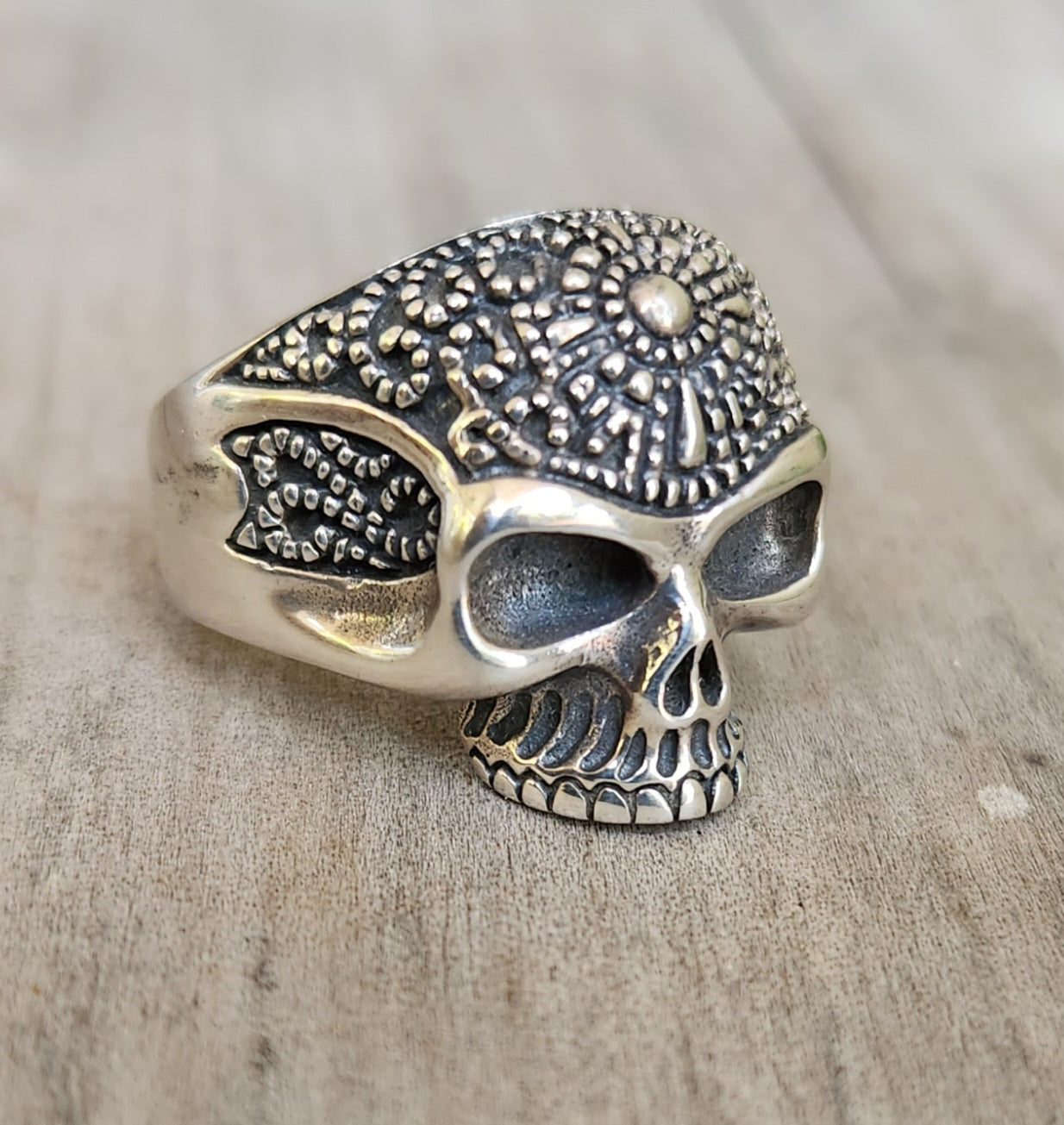 Skull ring,sterling  silver,tribal skull,Aztec,steampunk,gothic, punk,biker,hand made,hipster,pirate,medievil,