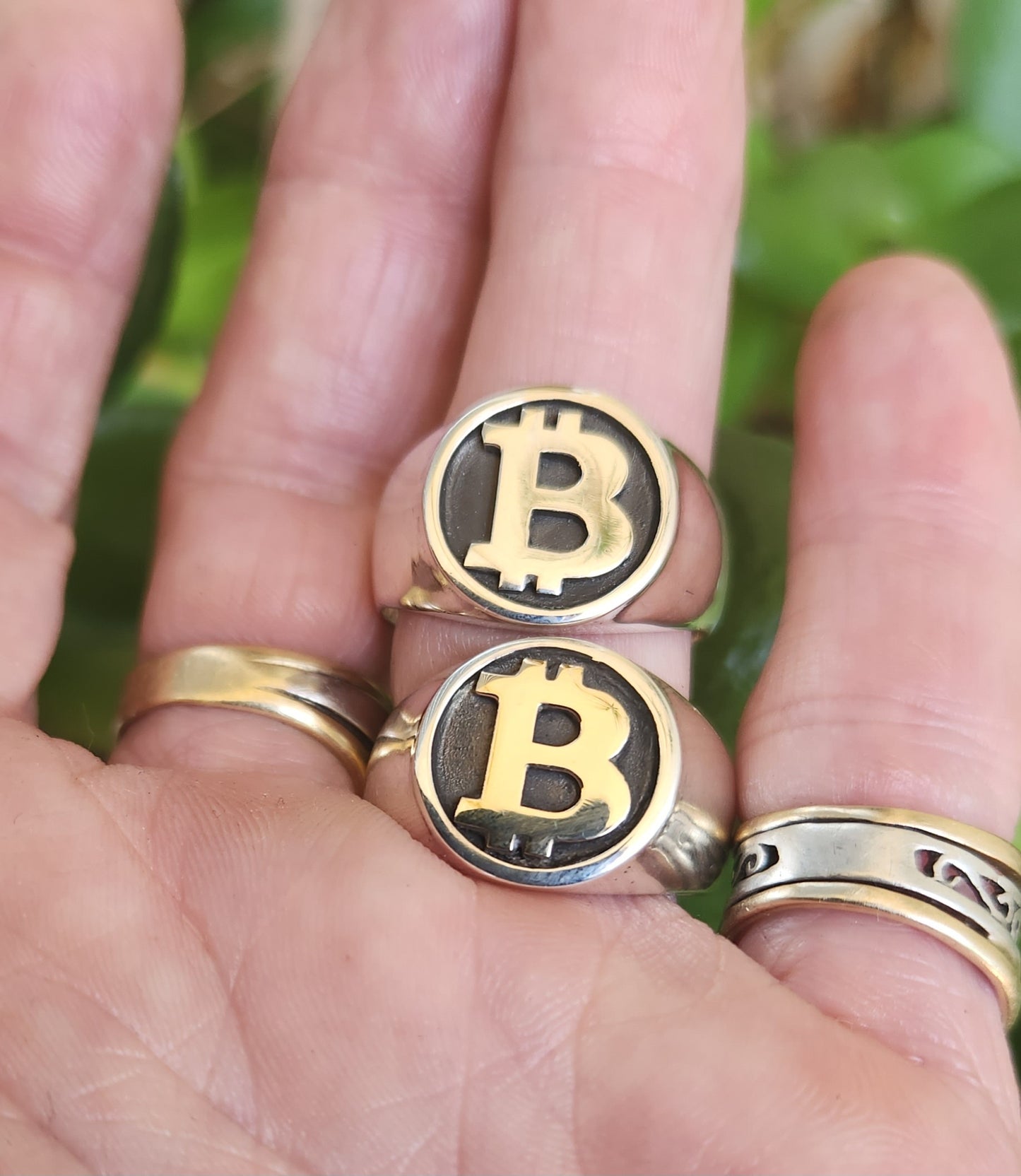 Bitcoin ring,925  sterling silver,solid signet, unisex ring
