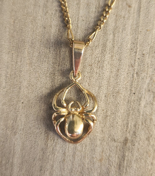 Gold Spider pendant,9k gold,real gold