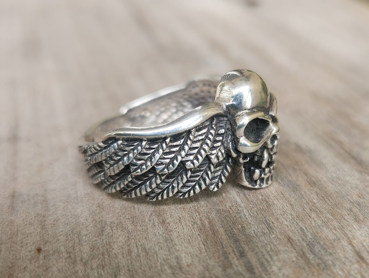 Skull winged ring,925 sterling silver, hells angel,unisex ring ,steampunk,vampire gothic, punk, solid sterling silver,heavy,hipster