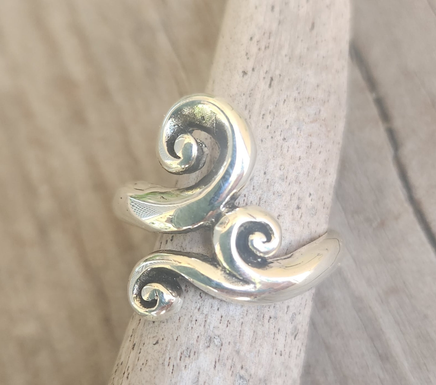 Long silver scroll ring,925 sterling silver,swirl ring,wedding,handmade,goddess,boho,steampunk gothic, art nouveau,deco,celtic,tribal,vintage