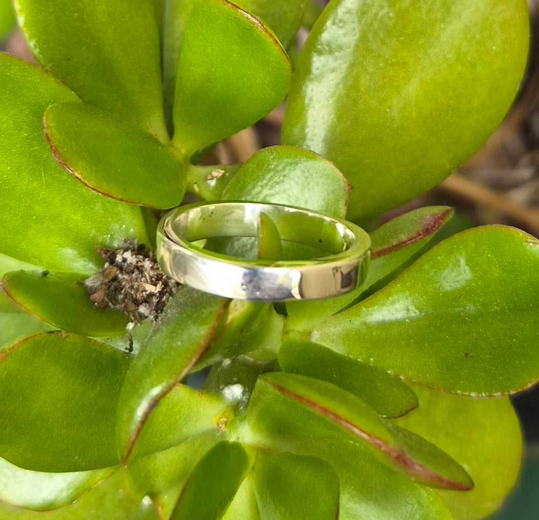 4mm flat band,925 sterling silver band,silver wedding ring,handmade