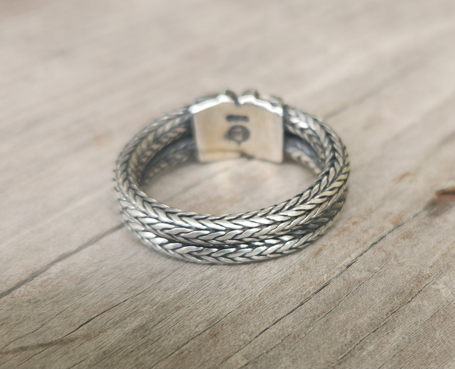 chain ring,925 sterling silver,Foxtail  handmade,rustic,steampunk,industrial,wedding ring,dress ring,