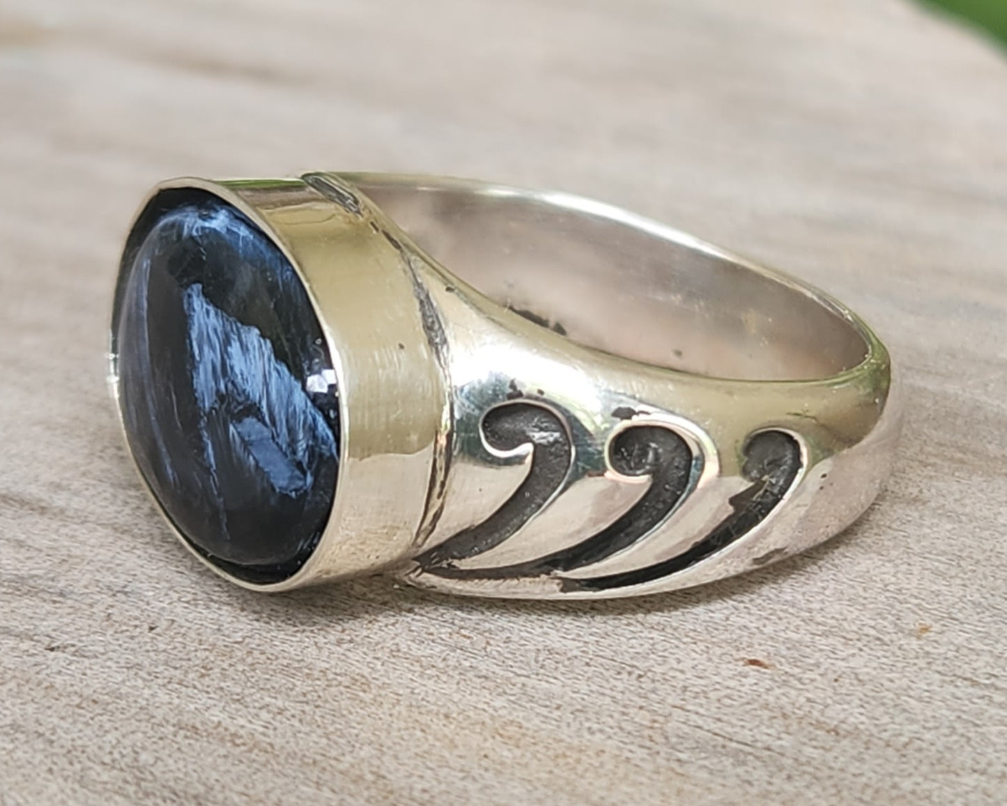 Pietersite ring,925 sterling silver,blue grey stone,mens ring,wedding dress ring, gemstone ring,unisex