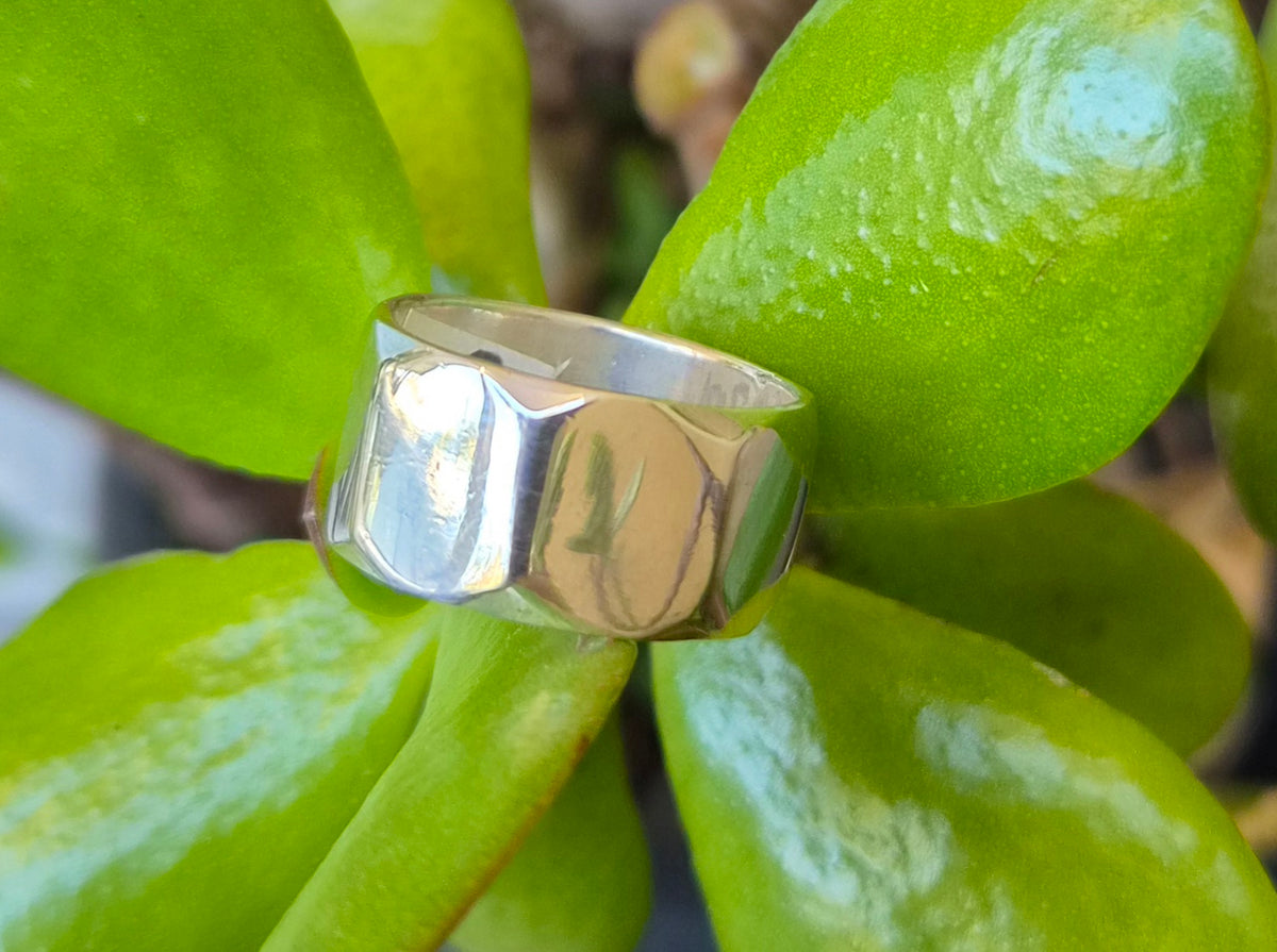 Wide octagonal ring,12mm,sterling silver band