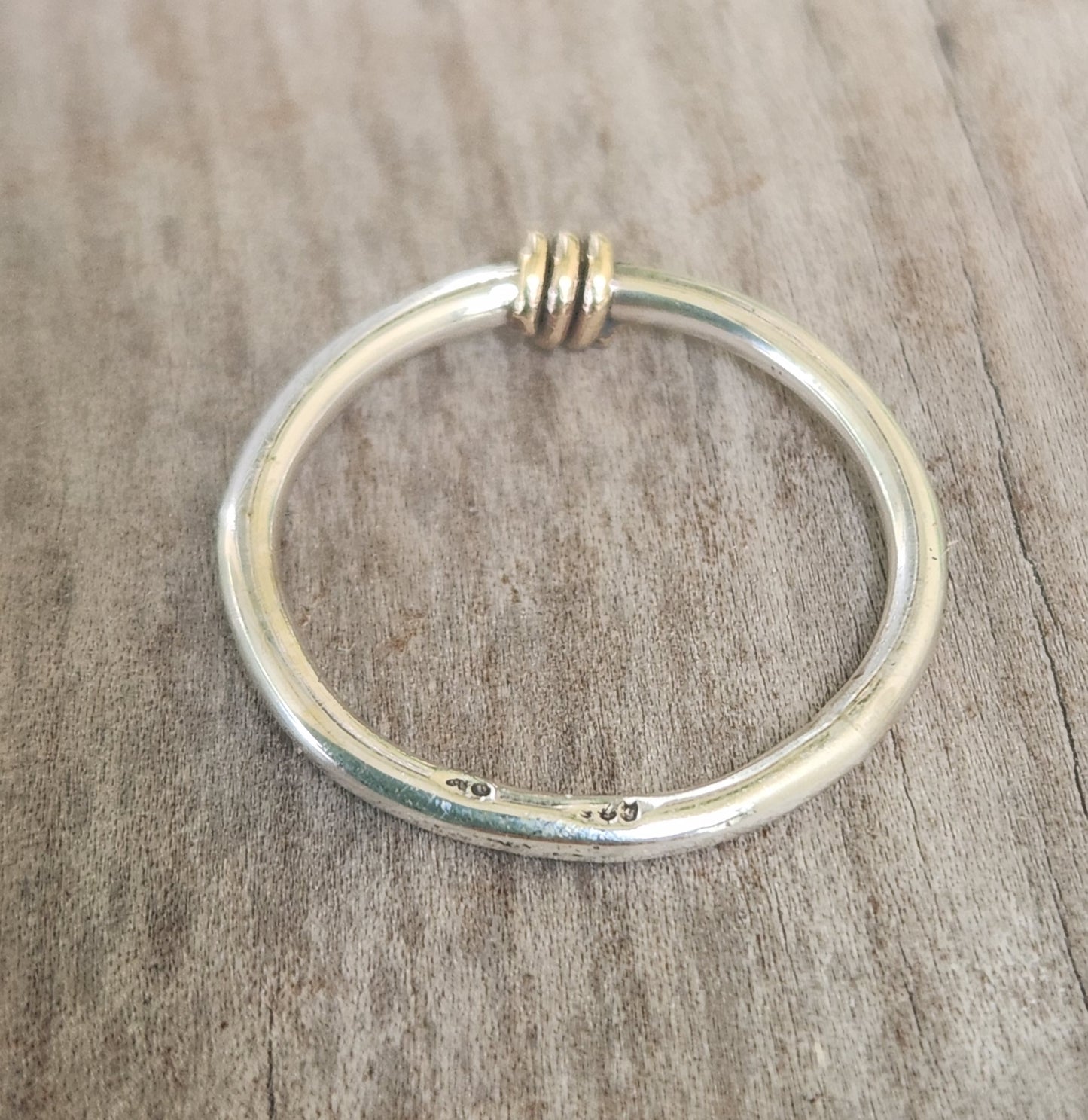 Two tone stacking ring,solid 9ct/9k gold and sterling silver,thin stacker ring,