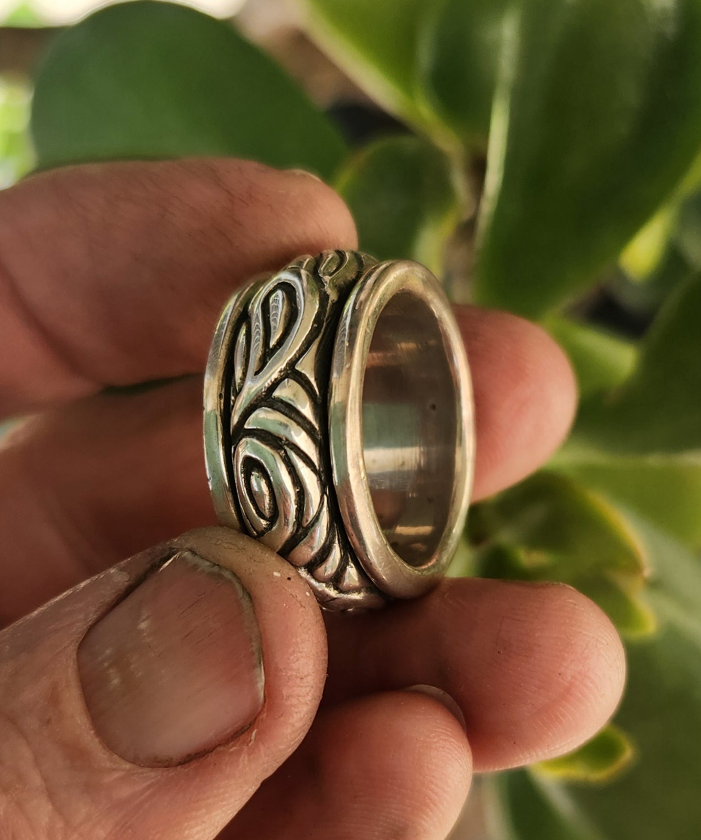 Wide ring,chunky spinner,solid ring,sterling silver,tribal,celtic worry ring,wedding,dress, chunky ring,scroll,bespoke