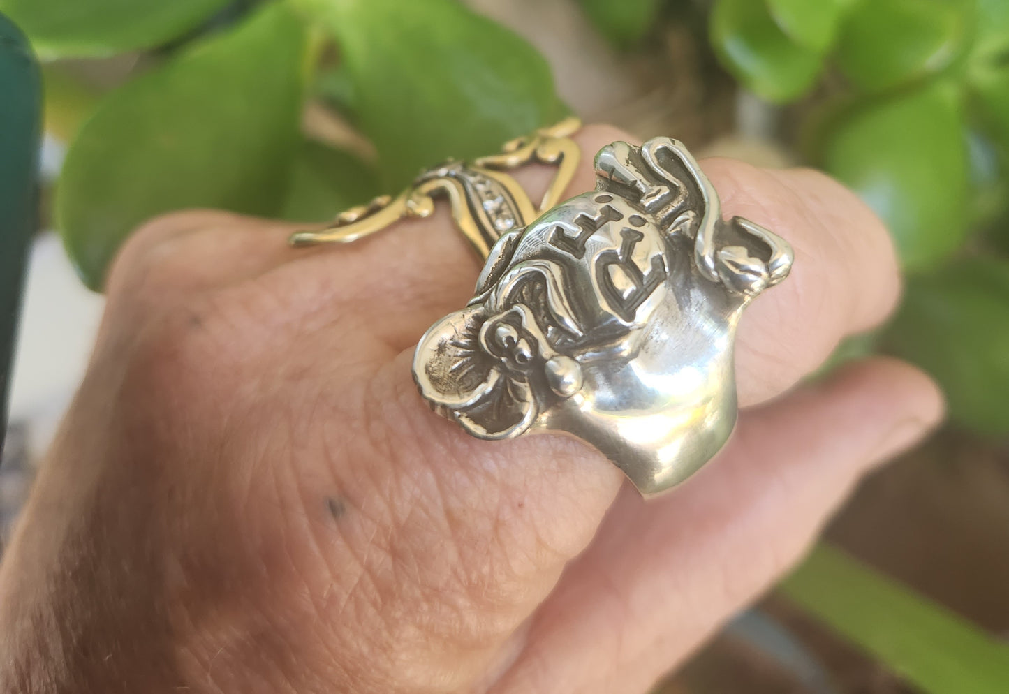 Rat fink ring,sterling silver, vintage chunky ring.