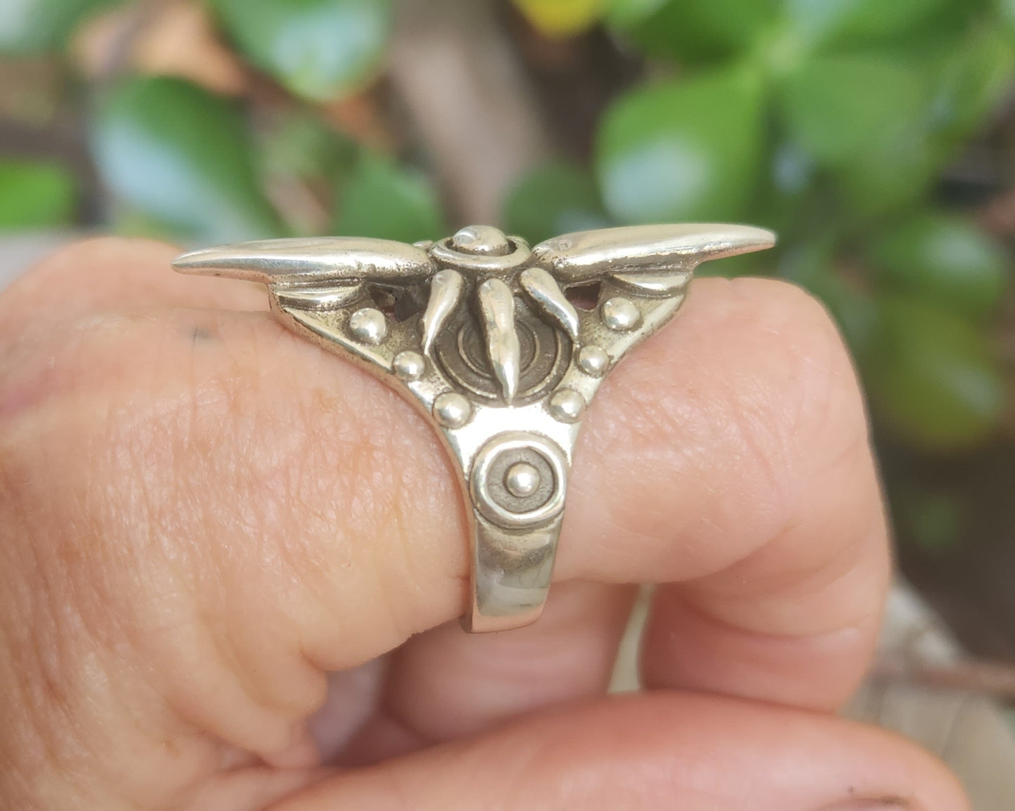 Long silver ring,925 sterling silver,handmade,gladiator,steampunk,tribal,unisex,punk,spiked ring,