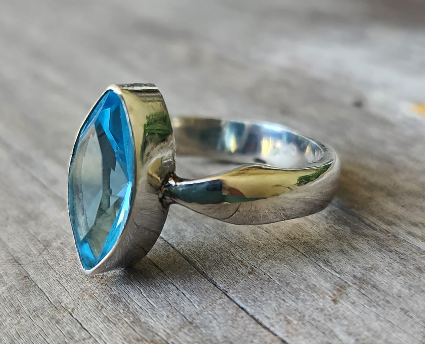 Blue topaz cz ring,925 sterling silver,handmade,goddess,boho goddess,cubic zirconia,blue stone