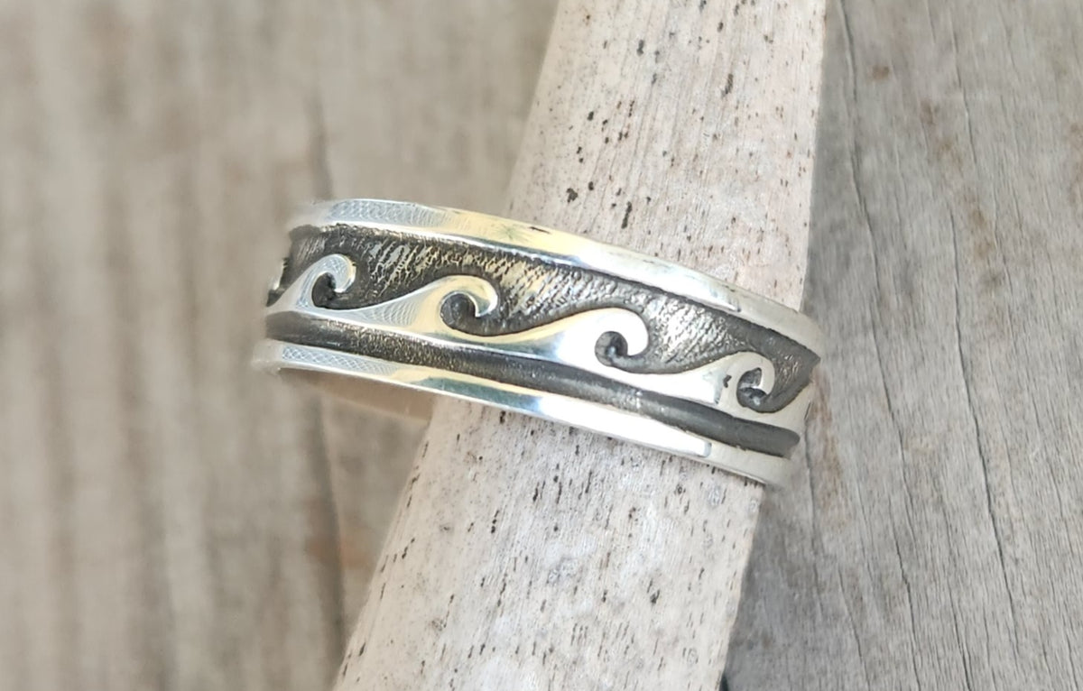 Wave Surf ring,925 sterling silver, ocean sea wedding ring