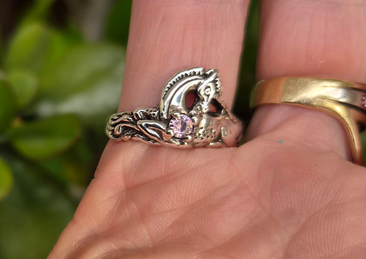 Unicorn turquoise ring,925 sterling silver, mythical horse, fantasy, new age, boho,handmade