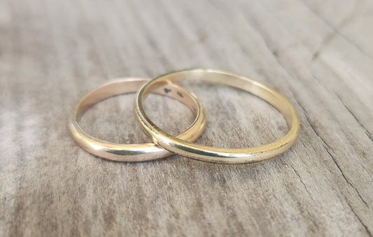 9k gold band,2mm half round ring,Stacker ring,solid gold not plated, plain gold band,fine and solid,boho,pinkie ring