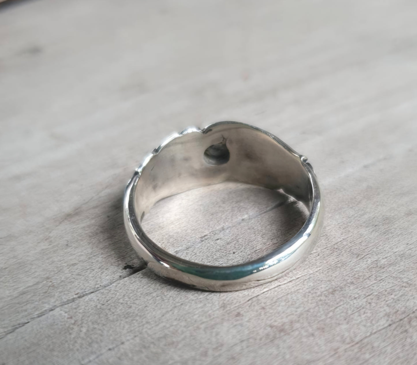 Two tone heart ring,9k Gold heart on 925 sterling silver band,handmade