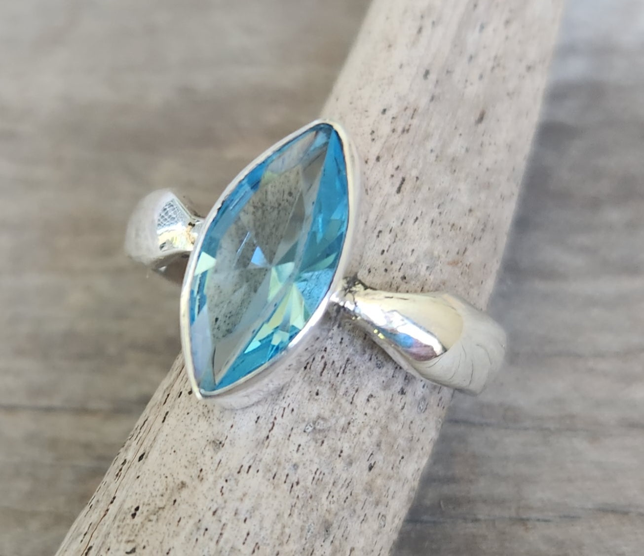 Blue topaz cz ring,925 sterling silver,handmade,goddess,boho goddess,cubic zirconia,blue stone