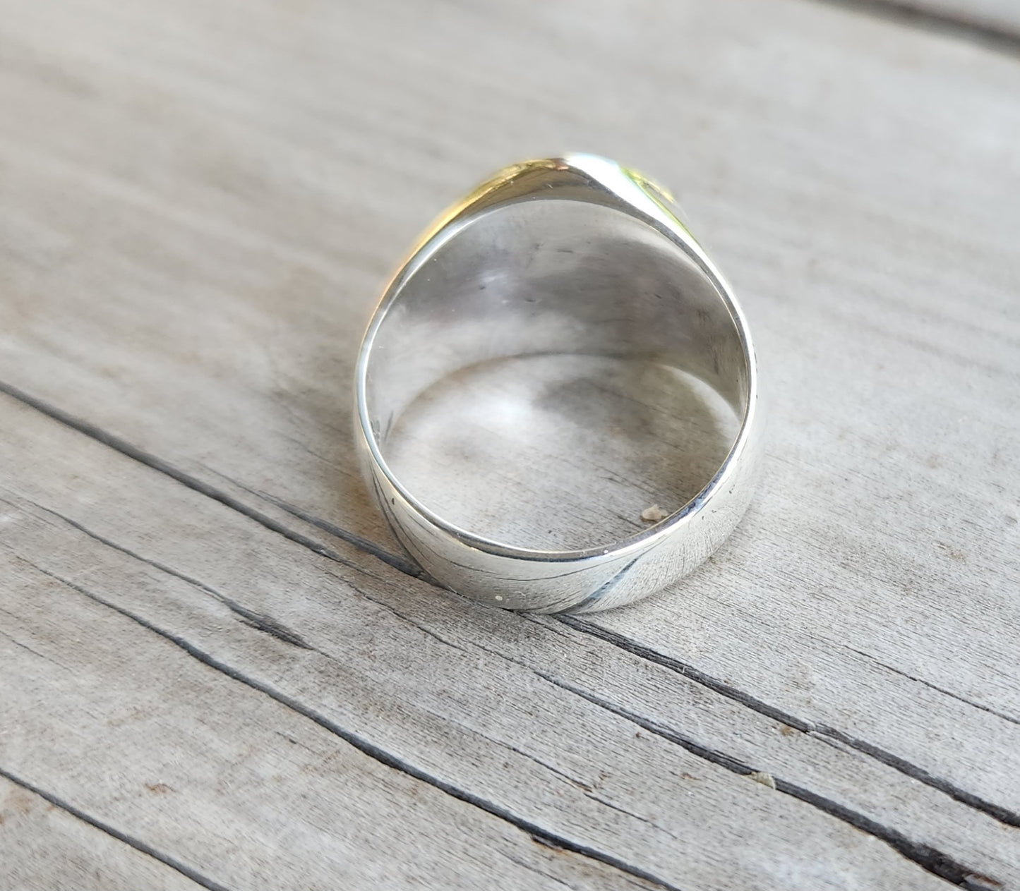 Gold chai signet ring 9k symbol on sterling silver band, Jewish "life"symbol,Hebrew vitality, good luck, spiritual, handmade