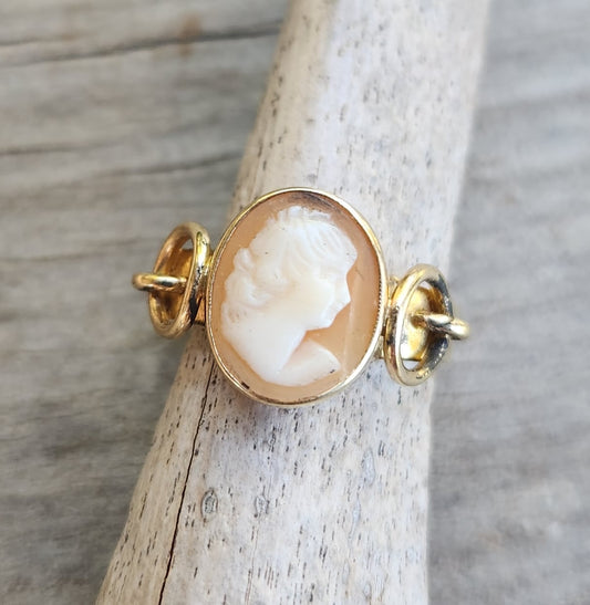 Cameo gold ring,9k gold,antique,handmade,