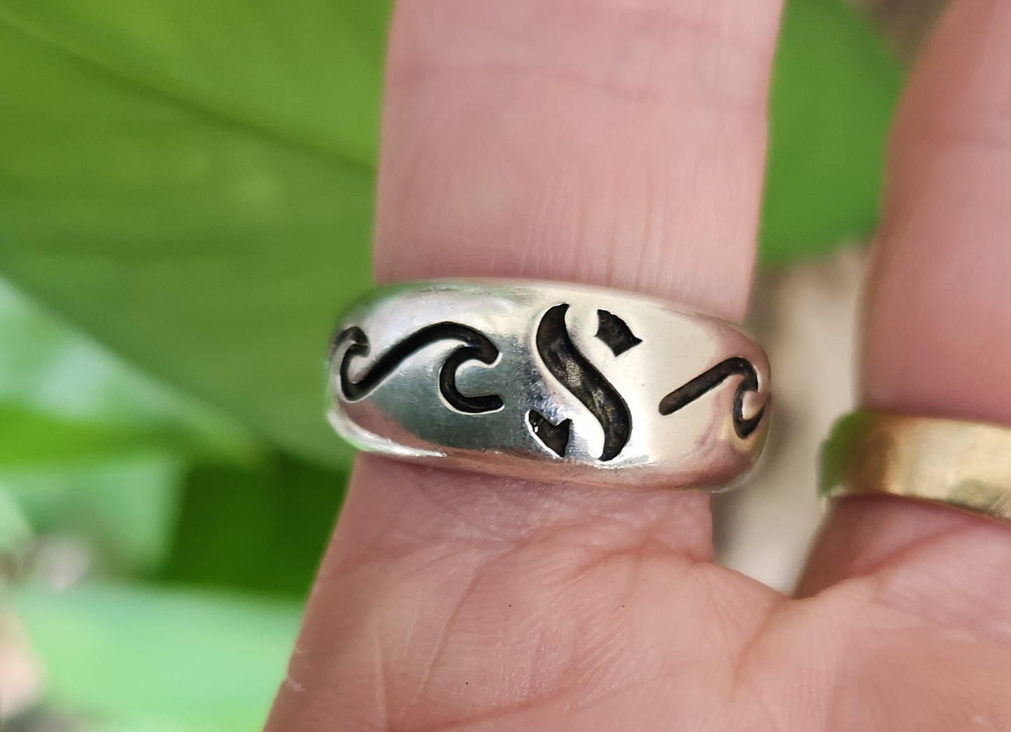 surf wave ring,925 sterling silver,sailor S,surf S,surfer,ocean jewelry,snorkel