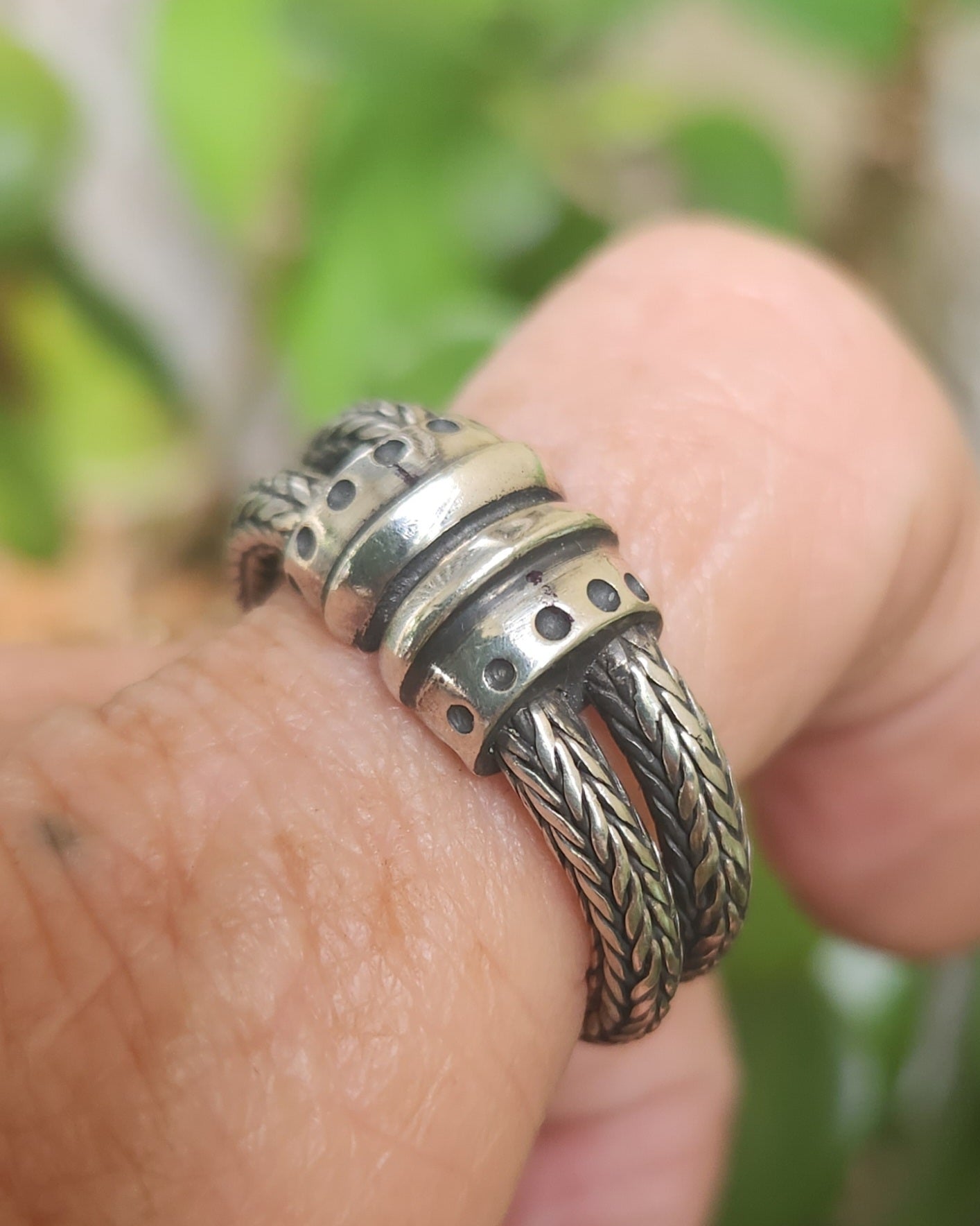chain ring,925 sterling silver,Foxtail  handmade,rustic,steampunk,industrial,wedding ring,dress ring,