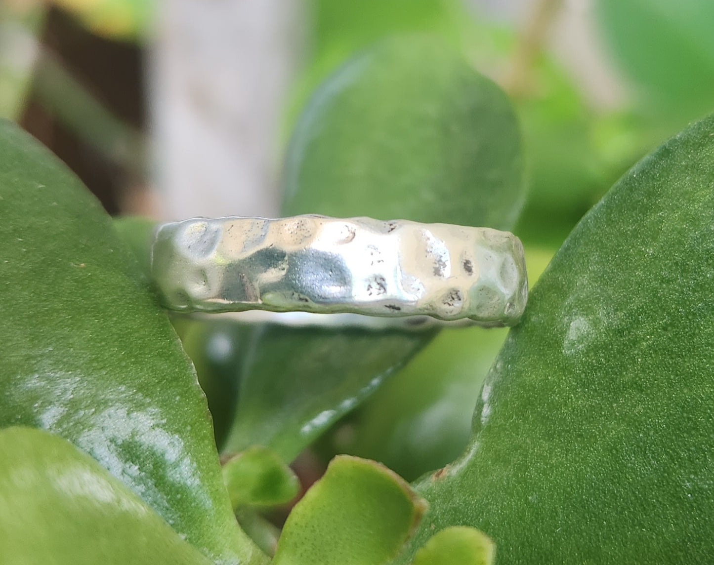 hammered rustic ring,925 sterling silver,5mm wide industrial, nugget wedding band