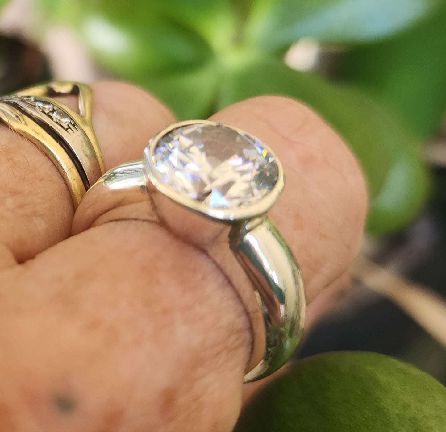 Cubic zirconia ring,sterling silver,chunky solitare,silver cz,handmade, ring,goddess,boho,solitare ring,new age,