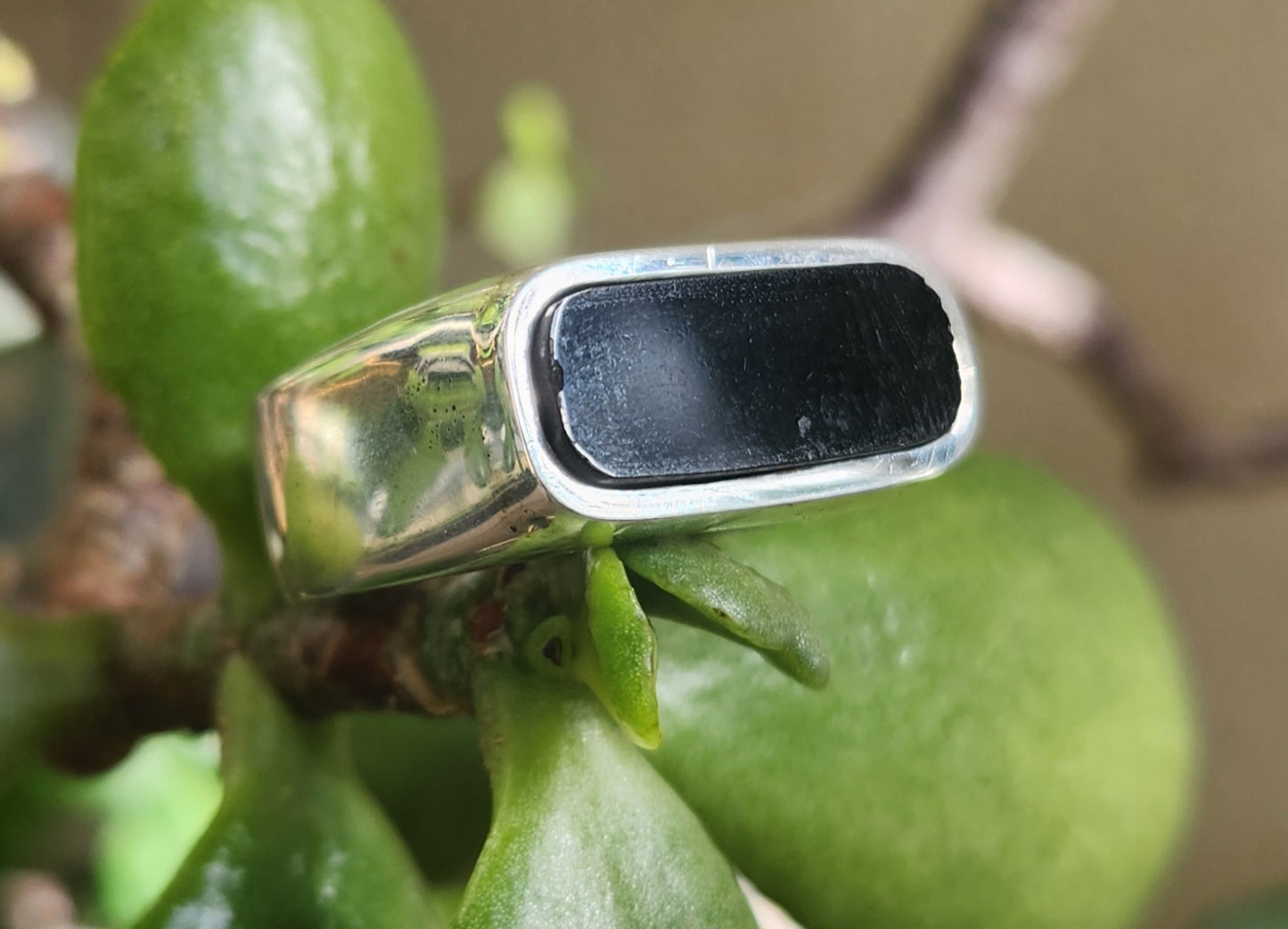 Large Rectangle ring,black acyrlic ring,sterling silver,chunky,handmade,Micheal Hutchence inxs