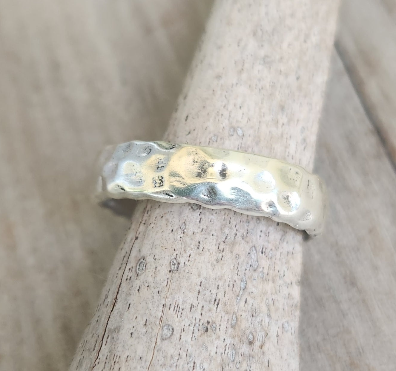 hammered rustic ring,925 sterling silver,5mm wide industrial, nugget wedding band