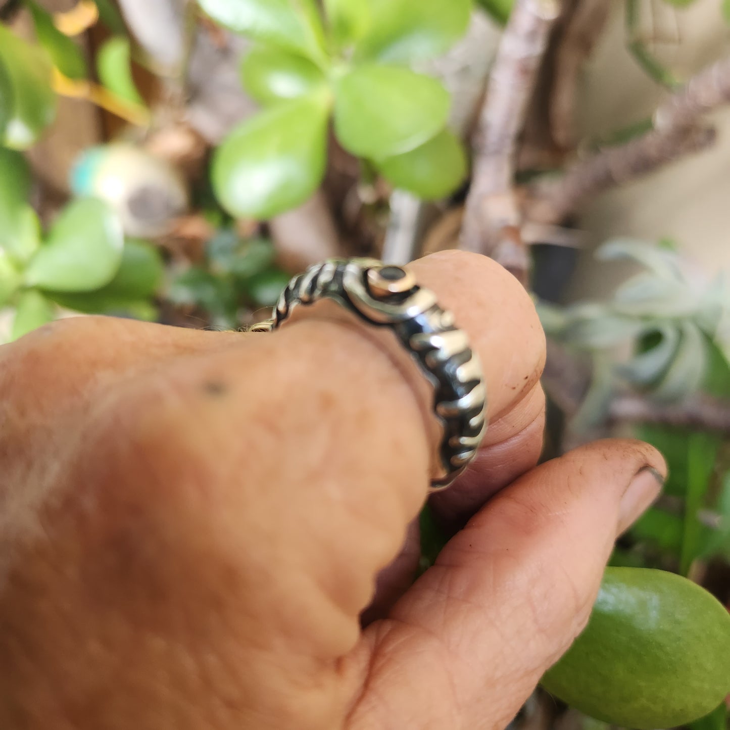 Gold and silver two tone ring,sapphire set in 9k gold,925 sterling silver band,mixed metal
